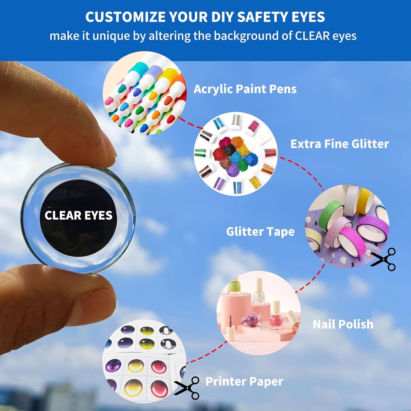 80Pcs Glitter Safety Eyes - 18-30mm - 4 Colors