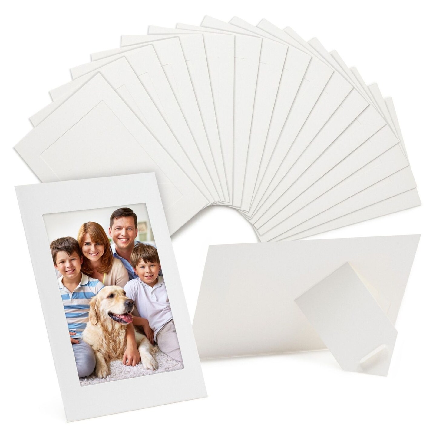 50 Pack White Paper Picture Frames for 4x6 Inserts, Cardboard Photo Easels for DIY, Classroom Crafts