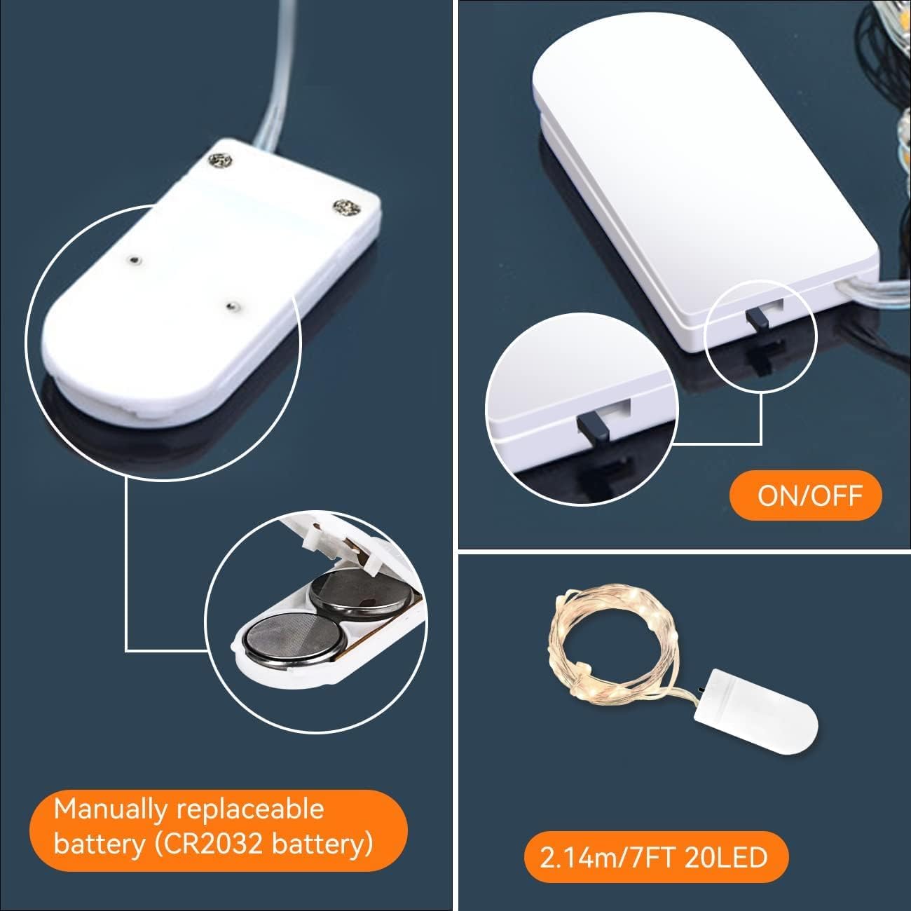 6-Pack 7ft Fairy Lights, Battery Operated 20 LED Copper Wire Twinkle Lights – Firefly String Lights for Mason Jars, DIY Crafts, Weddings, Christmas, Party, Table Centerpiece, Warm White