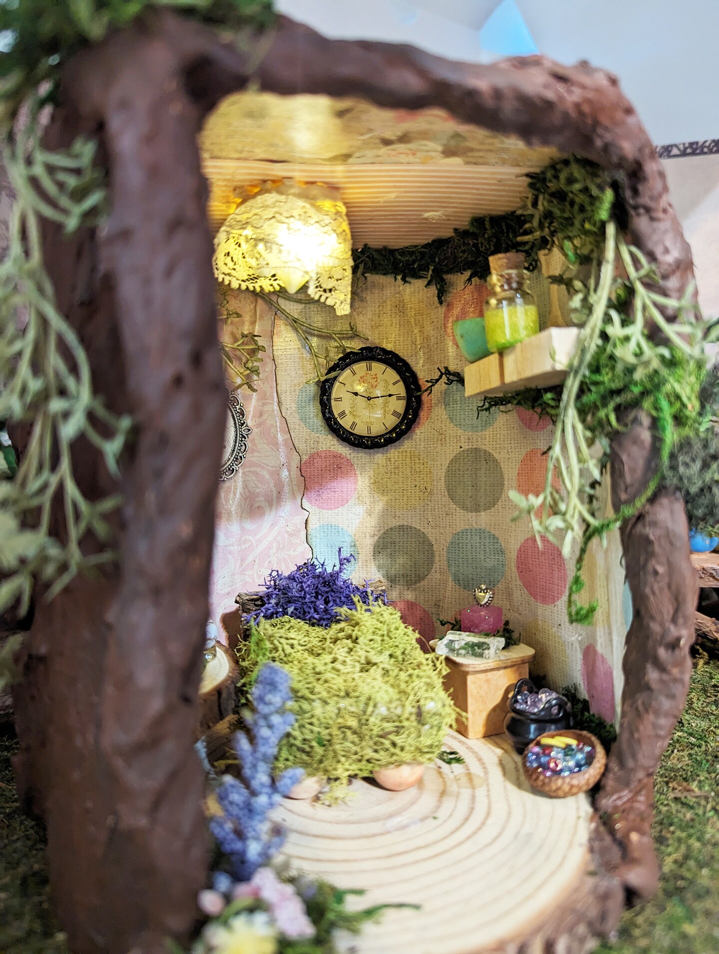 Tree Stump Fairy House with Furniture and Extras, Woodland House or  Miniature Fairy Doll House | MakerPlace by Michaels, image size:813x1080