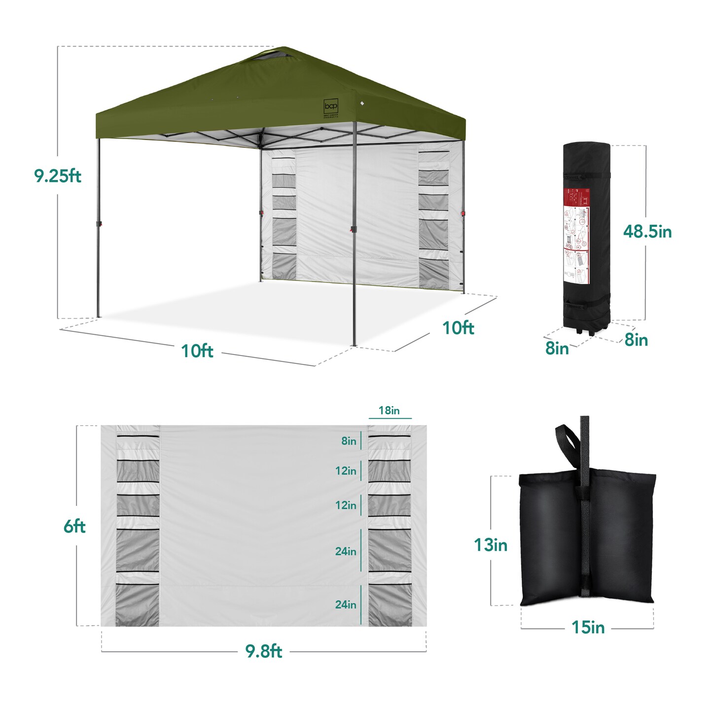Best Choice Products 10x10ft Easy Setup Pop Up Canopy, Portable Tent w/ Side Wall, 1-Button Push, Case