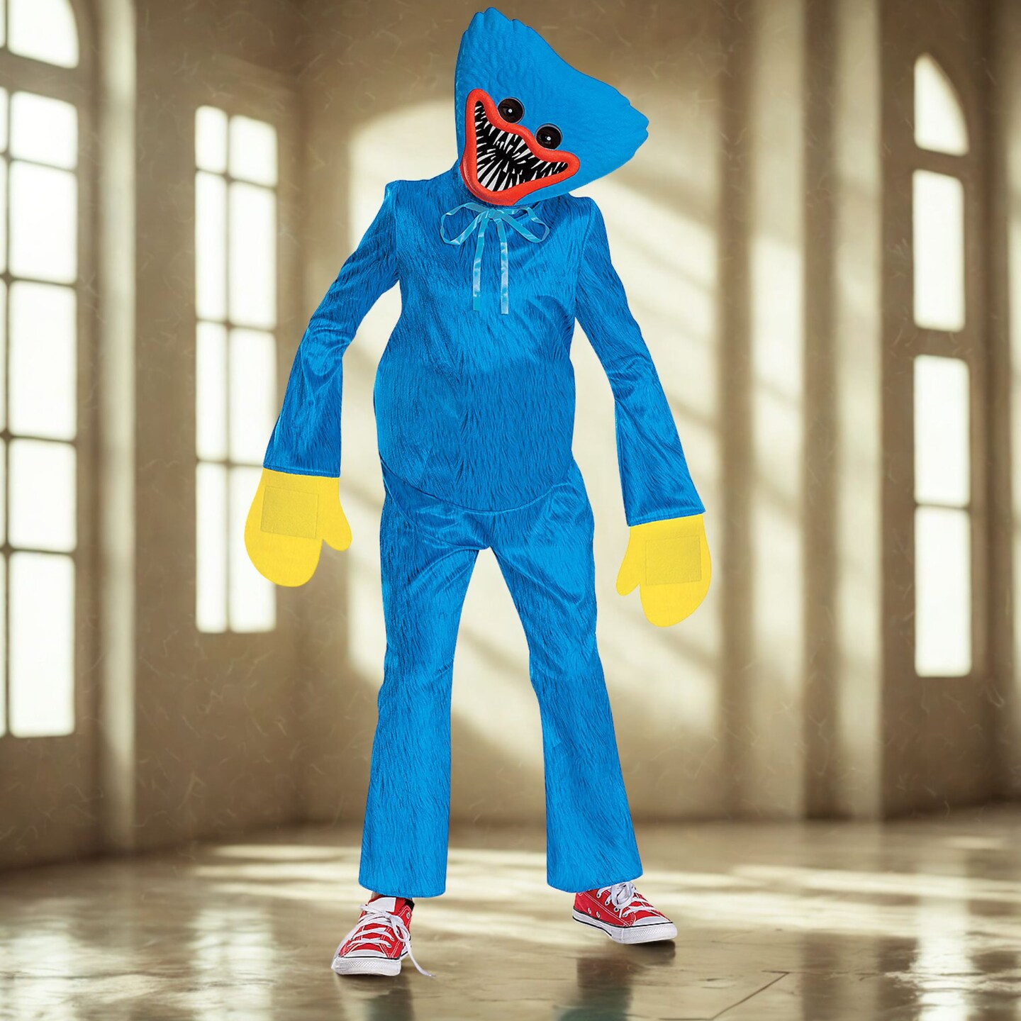 Kids Classic Poppy Playtime Huggy Wuggy Costume Blue Jumpsuit Headpiece