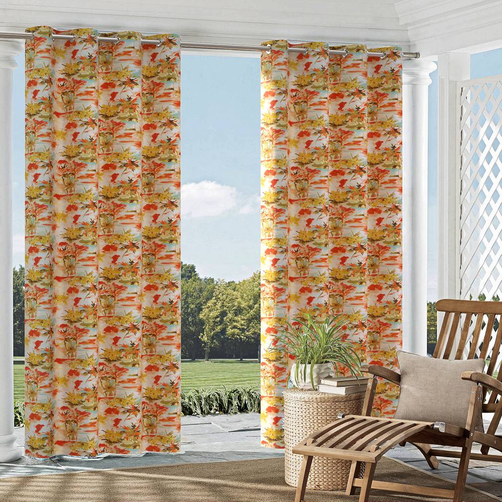 Nassau - Coral & Peach Abstract & Geometric,Floral,Tropical & Botanical Upholstery Fabric 54 Inches"