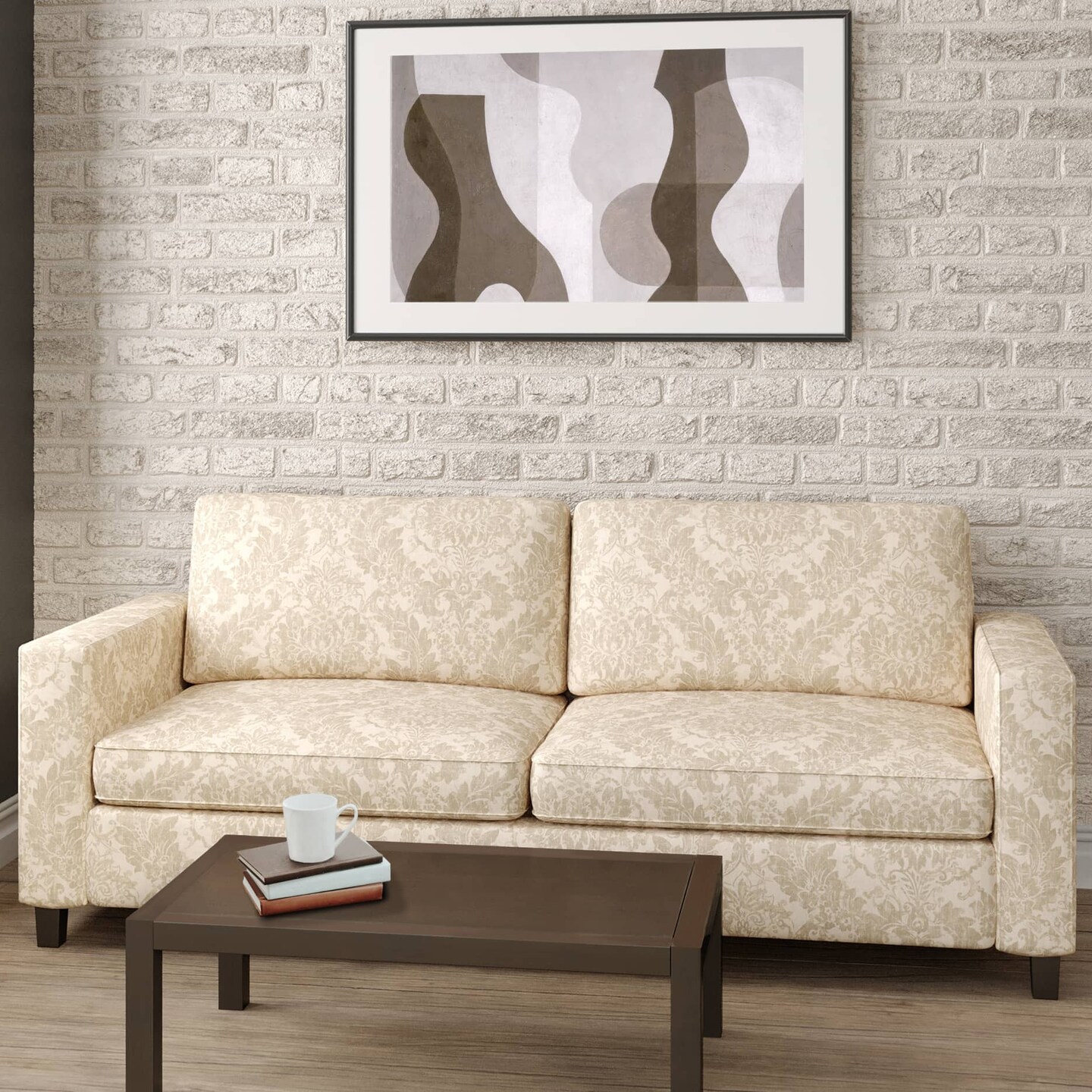 Upholstery Fabric - Beige &#x26; Taupe Damask Upholstery Fabric 54 Inches&#x22;