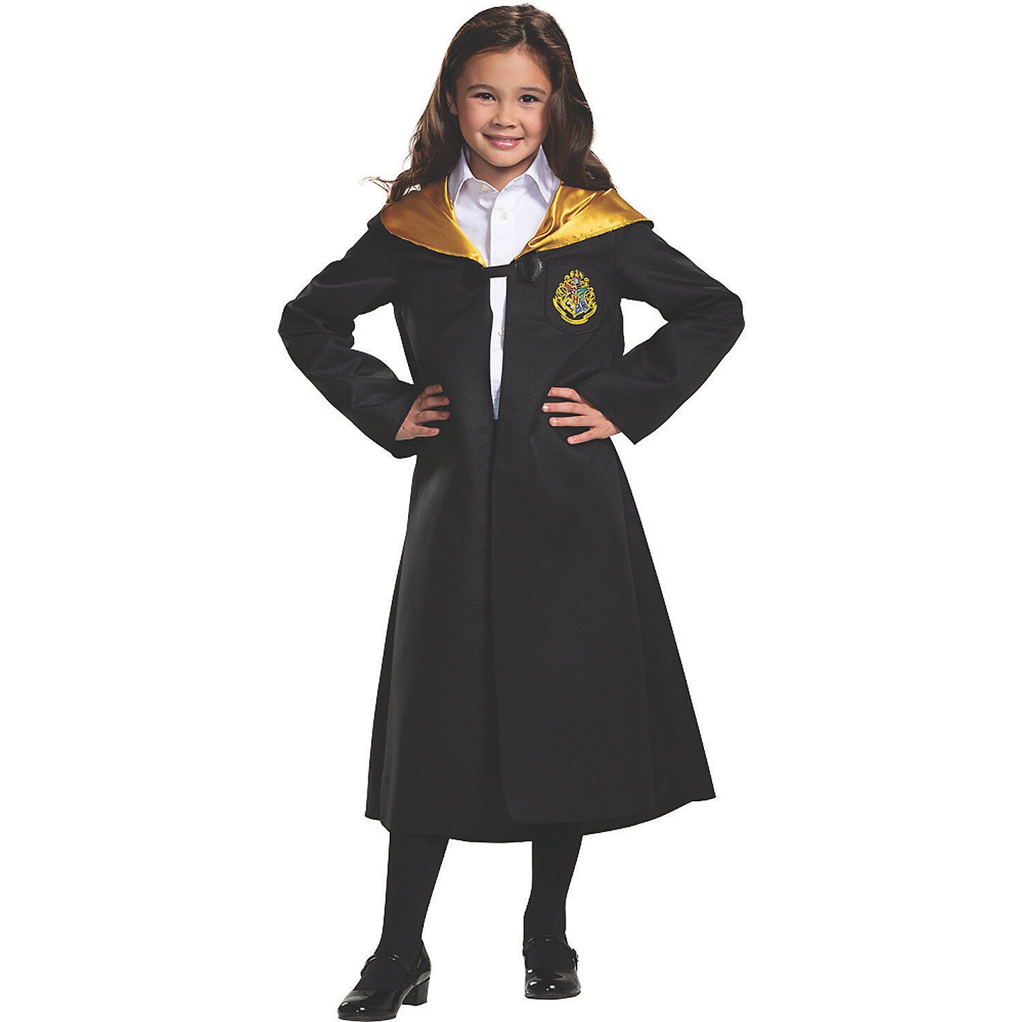 Hogwarts Robe Classic Child Costume Black Robe with House Crest and Hood