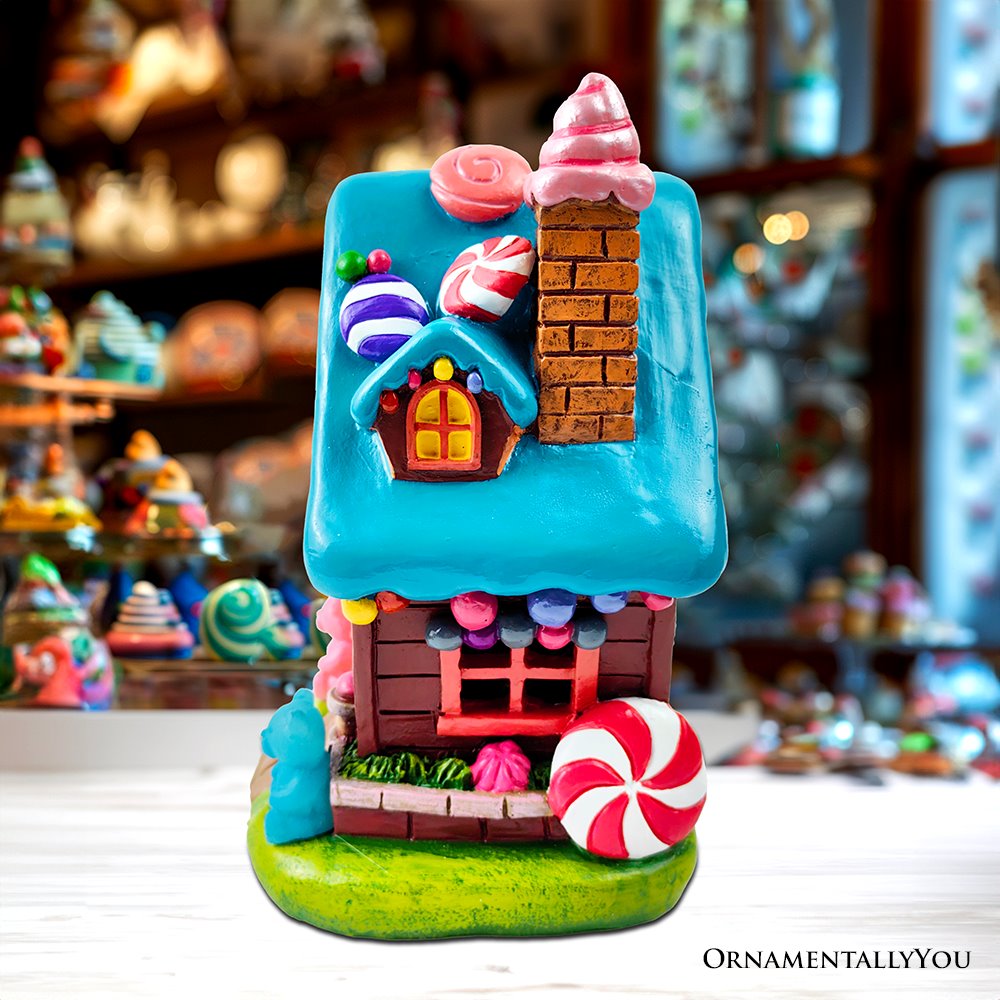Sugary Haven Candy House Tabletop Figurine, 7&#x22; LED Christmas Gingerbread Style Home Decoration