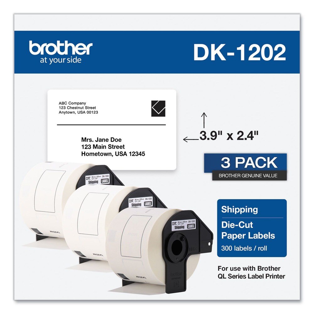 Brother 2.4 in. x 3.9 in. Die-Cut Shipping Labels - White (3/Pack)