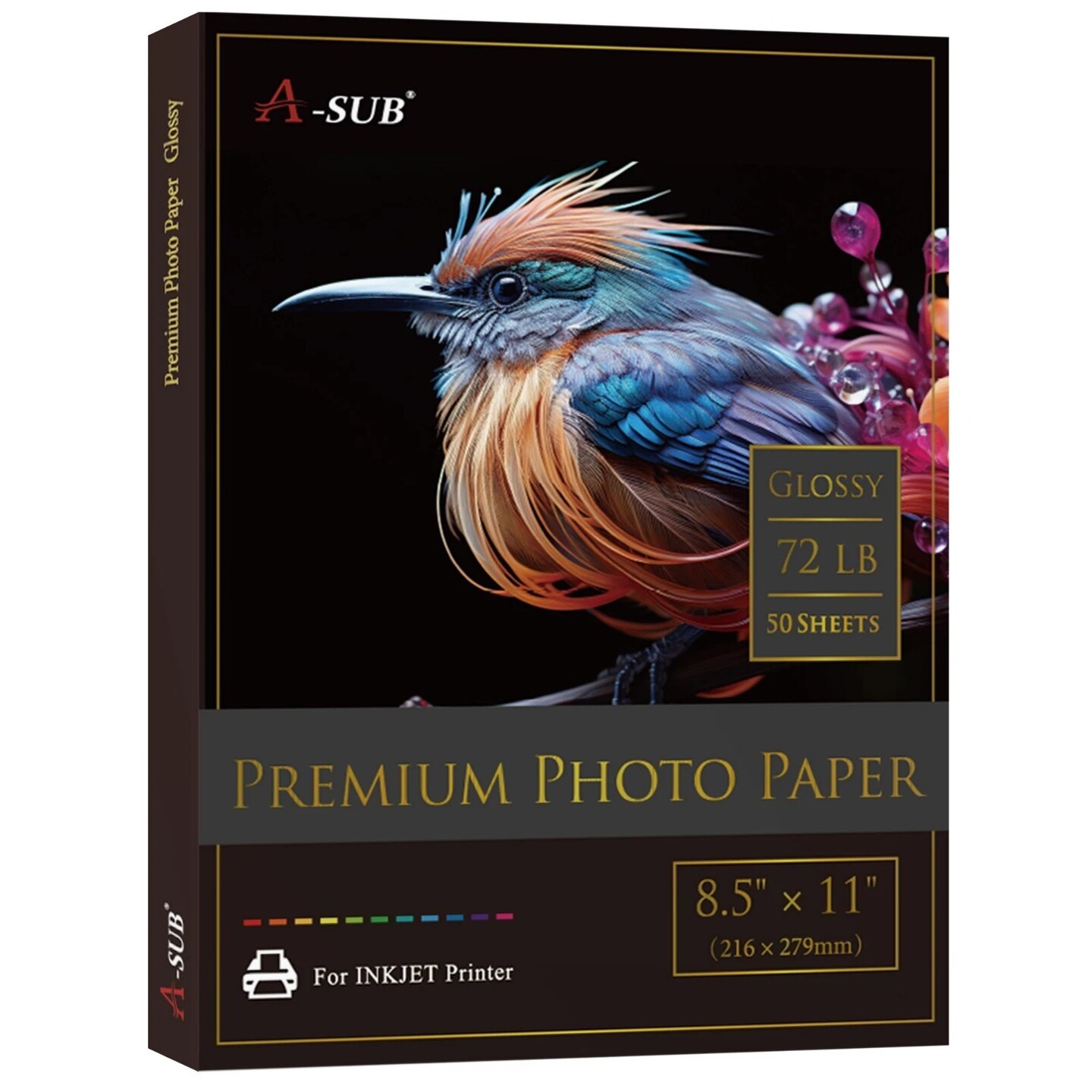A-SUB Premium Glossy Photo Paper for Inkjet, 72 lb, Assorted Sizes