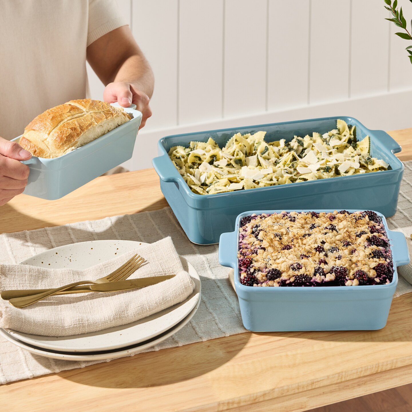 Best Choice Products Ceramic Bakeware Set of 3 Casserole, Loaf, and Square Dishes w/ Handles