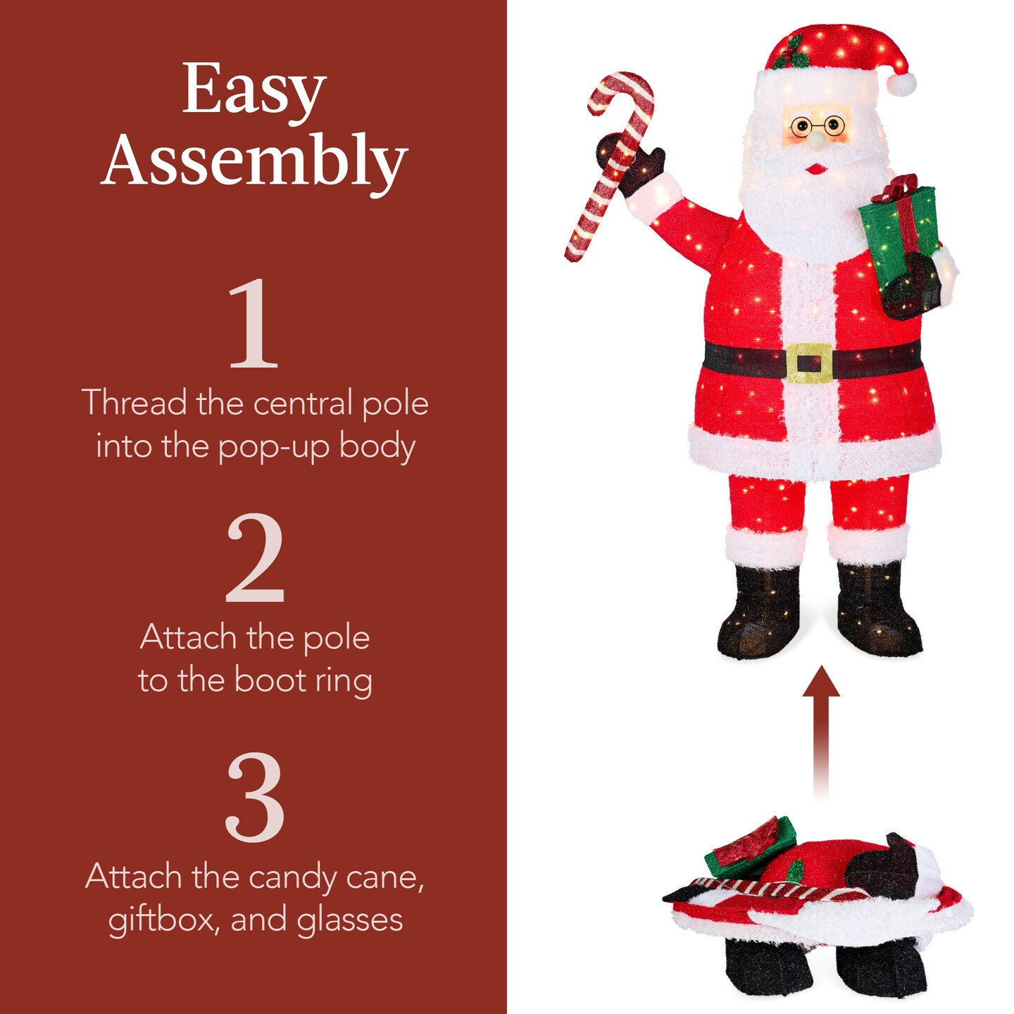 Best Choice Products Lighted Pop-Up Santa Claus, Outdoor Christmas Holiday Decoration w/ LED Lights, Hat, Gift