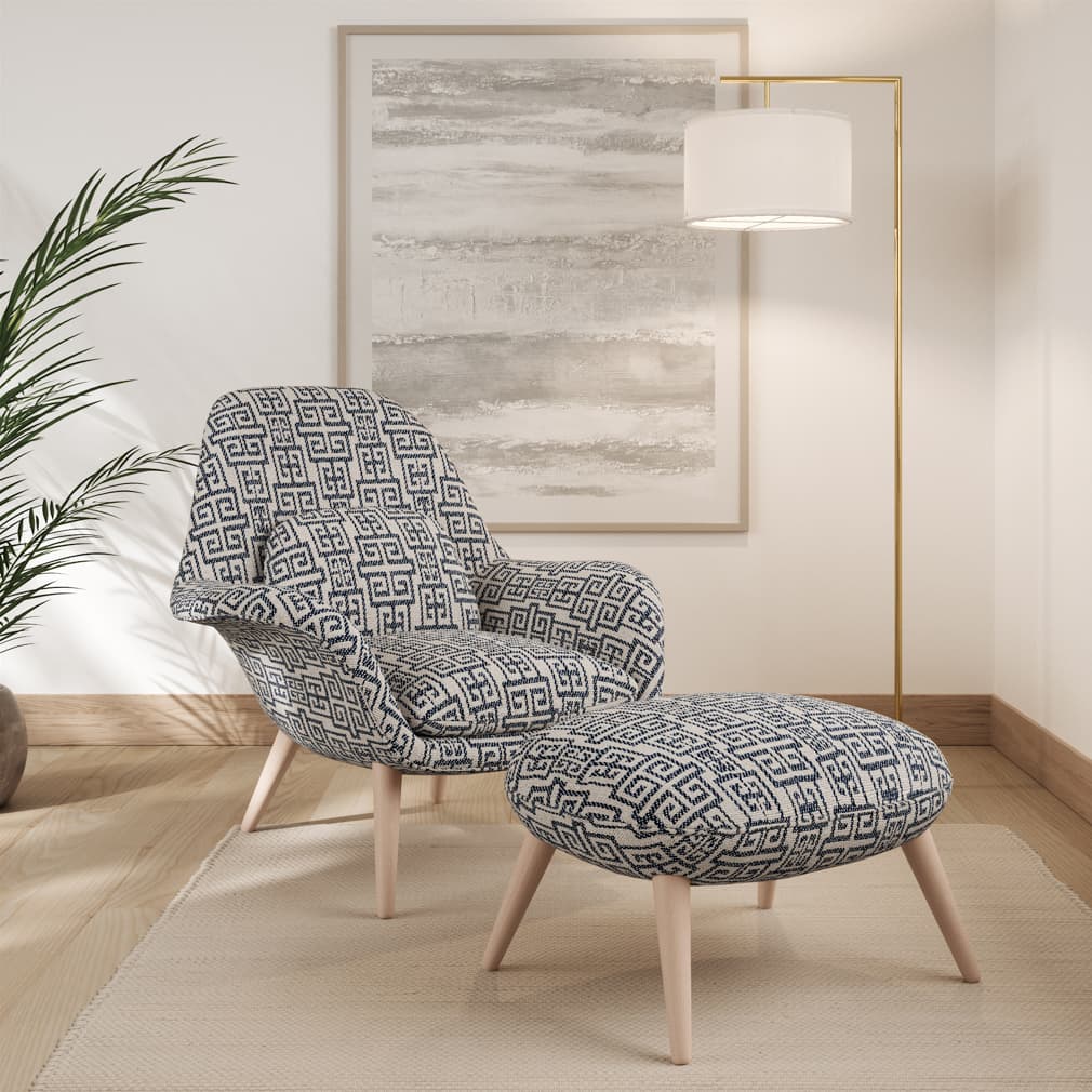 Upholstery Fabric - Blue Abstract & Geometric,Greek Key Upholstery Fabric 54 Inches"