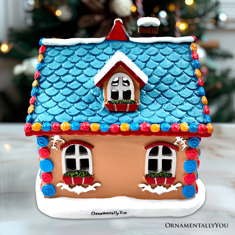 Whimsically Sweet Gingerbread Home Lighted Christmas Decoration, 7" LED Table Figurine Holiday Decor