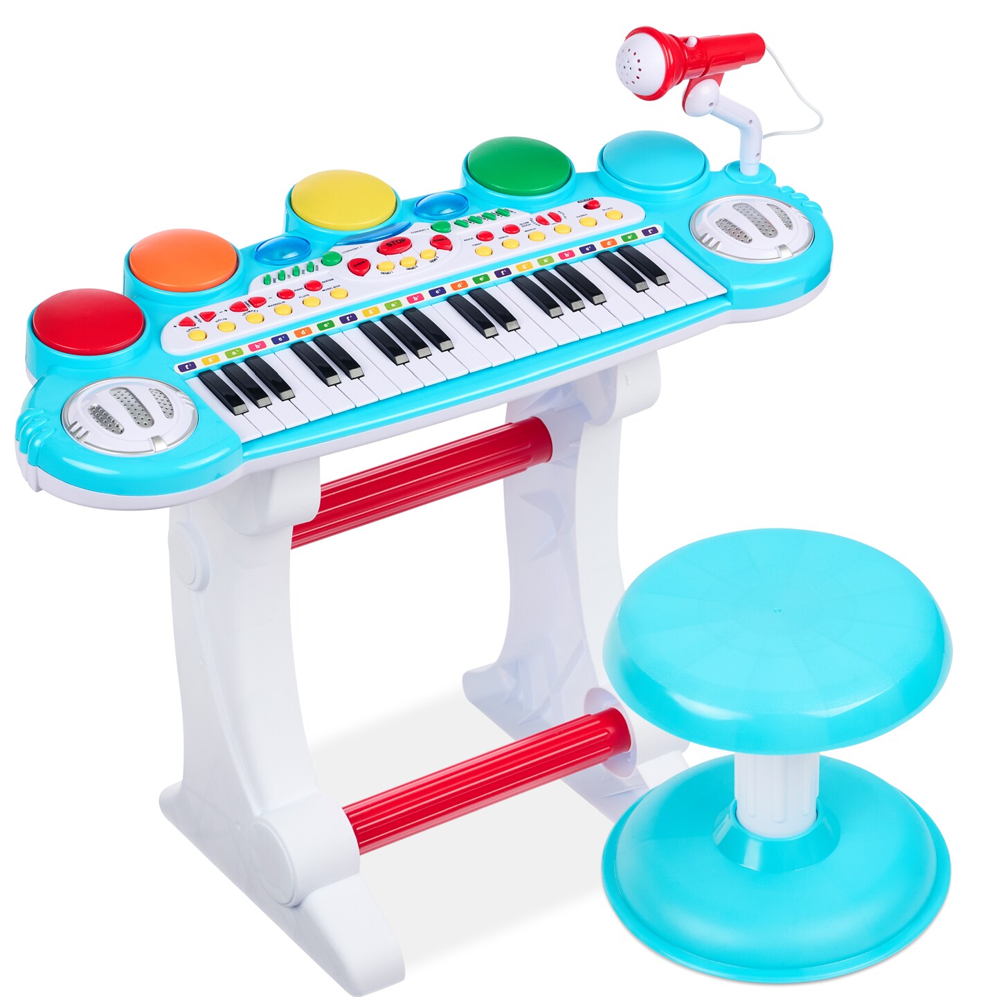 Best Choice Products 37-Key Kids Electronic Piano Keyboard w/ Multiple Sounds, Lights Microphone, Stool
