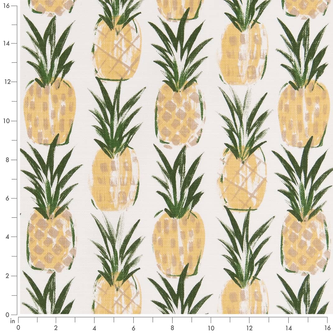 Pineapple - Gold & Yellow,Green Novelty,Tropical & Botanical Upholstery Fabric 54 Inches"