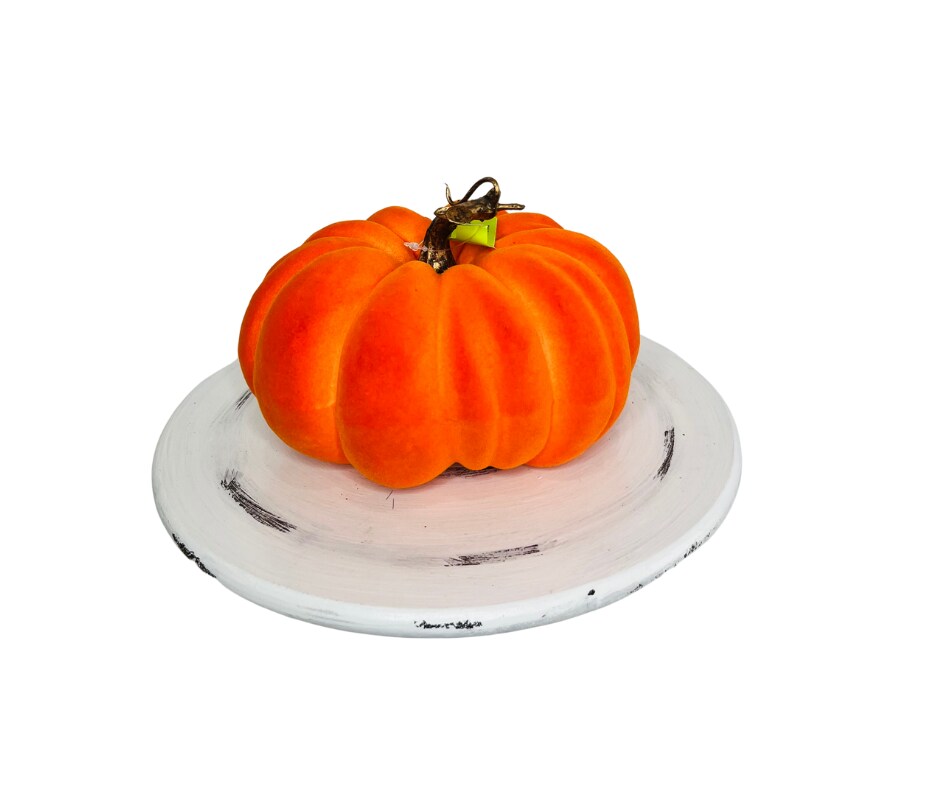 Whimsical Harvest: Halloween/Fall Orange Foam Flocked Pumpkin-5695OR