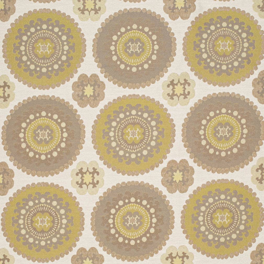 Lemon - Gold Yellow Abstract Geometric,global Upholstery Fabric 54 Inches"