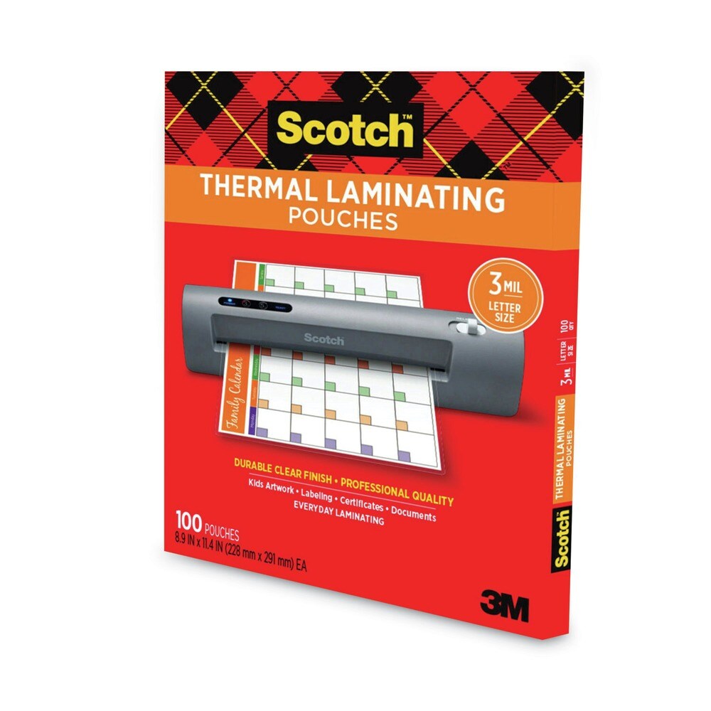 Scotch 9 in. x 11.5 in. 3 mil Laminating Pouches - Gloss Clear (100/Pack)