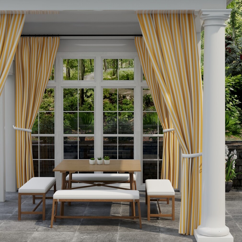 Tiki Sunshine - Gold & Yellow Stripe Upholstery Fabric 54 Inches"