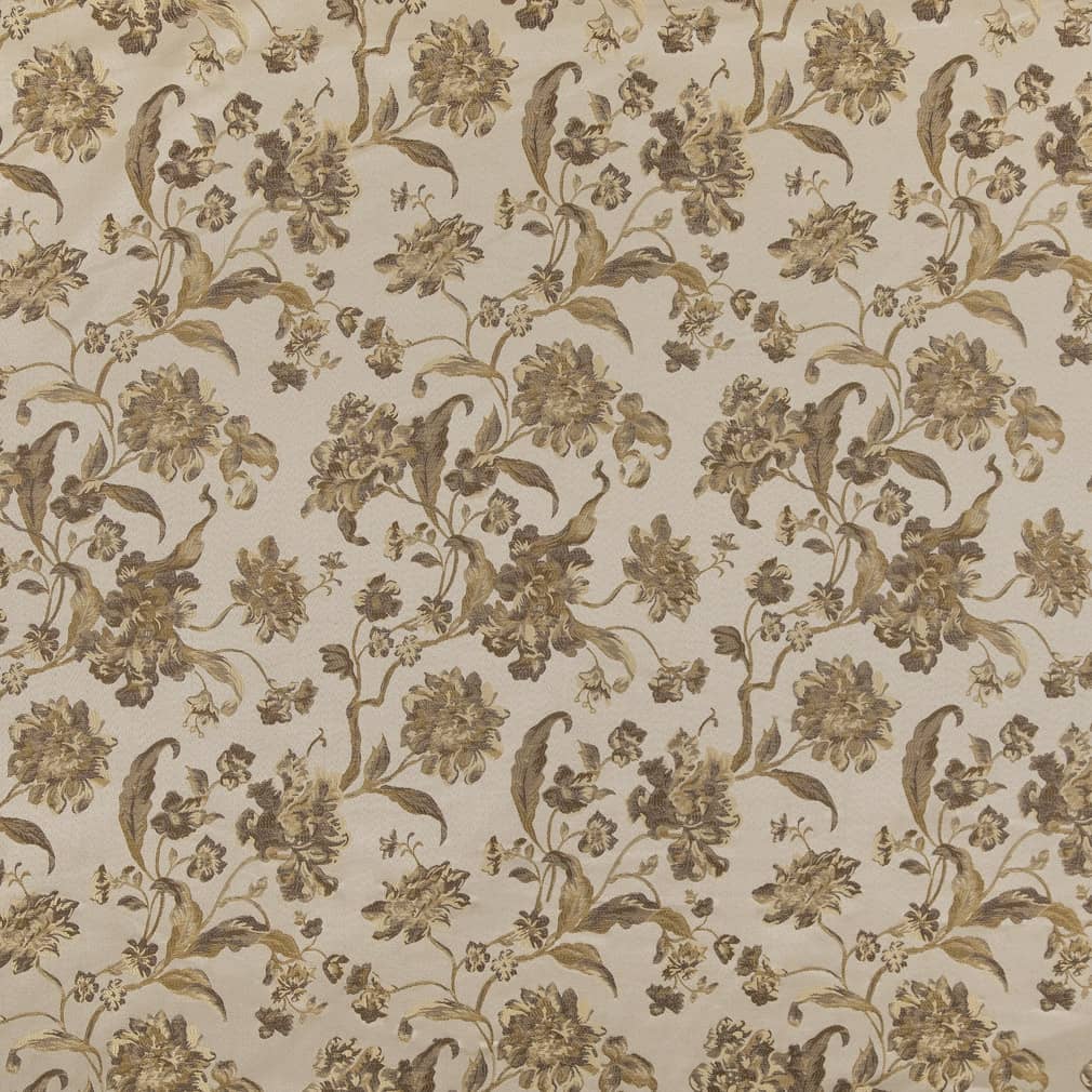 Champagne Cecile - Beige & Taupe,Gold & Yellow Floral Upholstery Fabric 54 Inches"