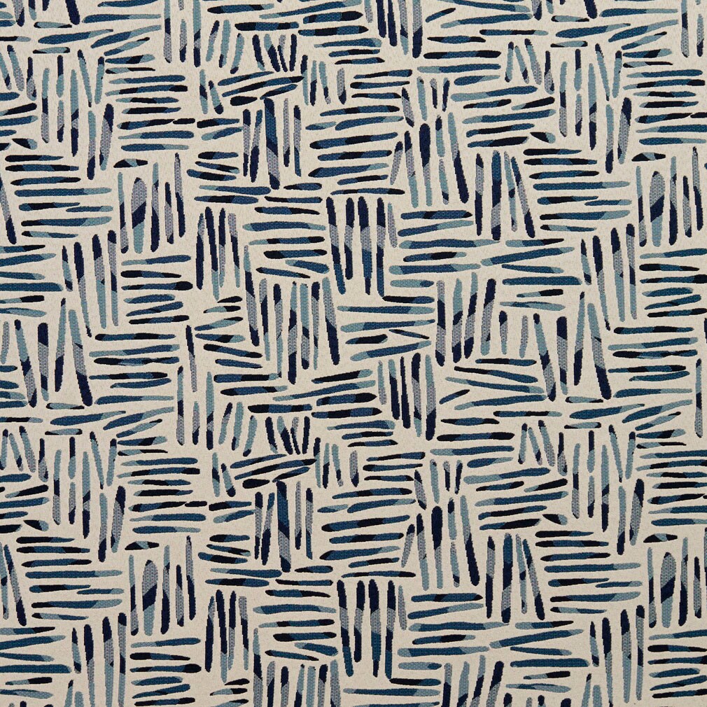 Sapphire/Tally - Blue Abstract & Geometric Upholstery Fabric 54 Inches"