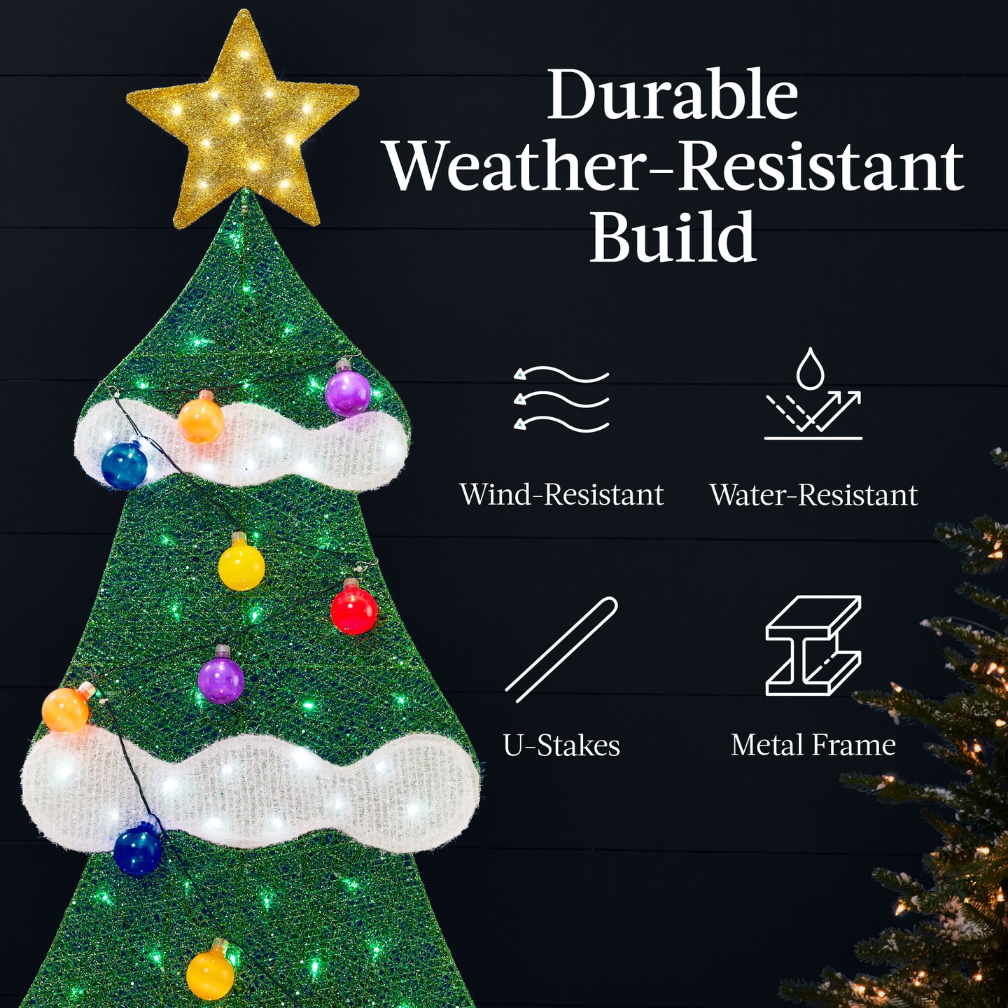 Best Choice Products 6ft Lighted 2D Christmas Tree Outdoor Decor w/ 170 LED Lights, Gift Boxes, Storage Bag