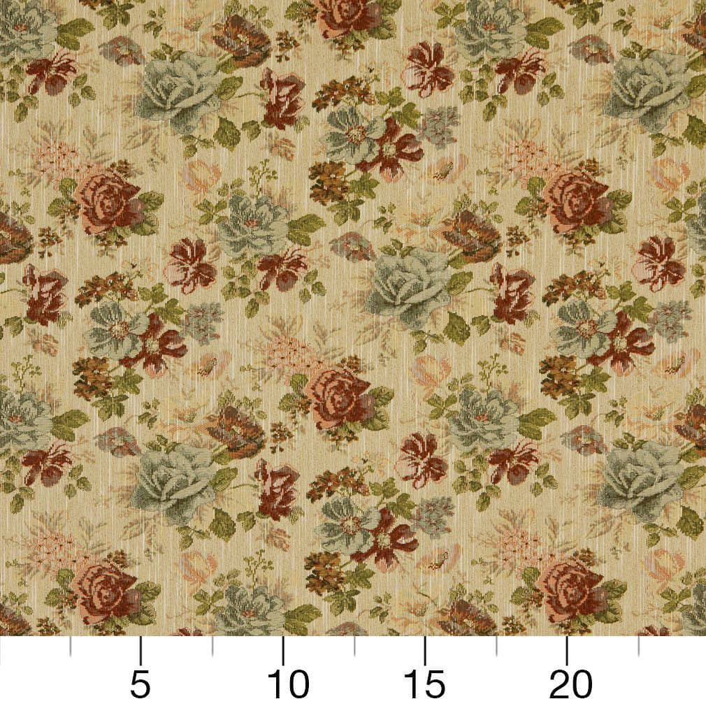 Garden - Orange &#x26; Rust Floral Upholstery Fabric 54 Inches&#x22;