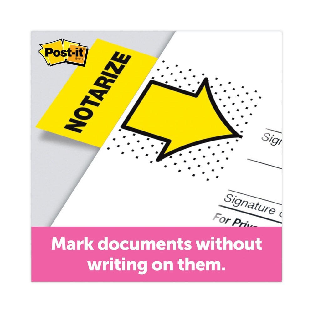 Post-it Flags 1 in. Notarize Arrow Message Page Flags - Yellow (100/Pack)