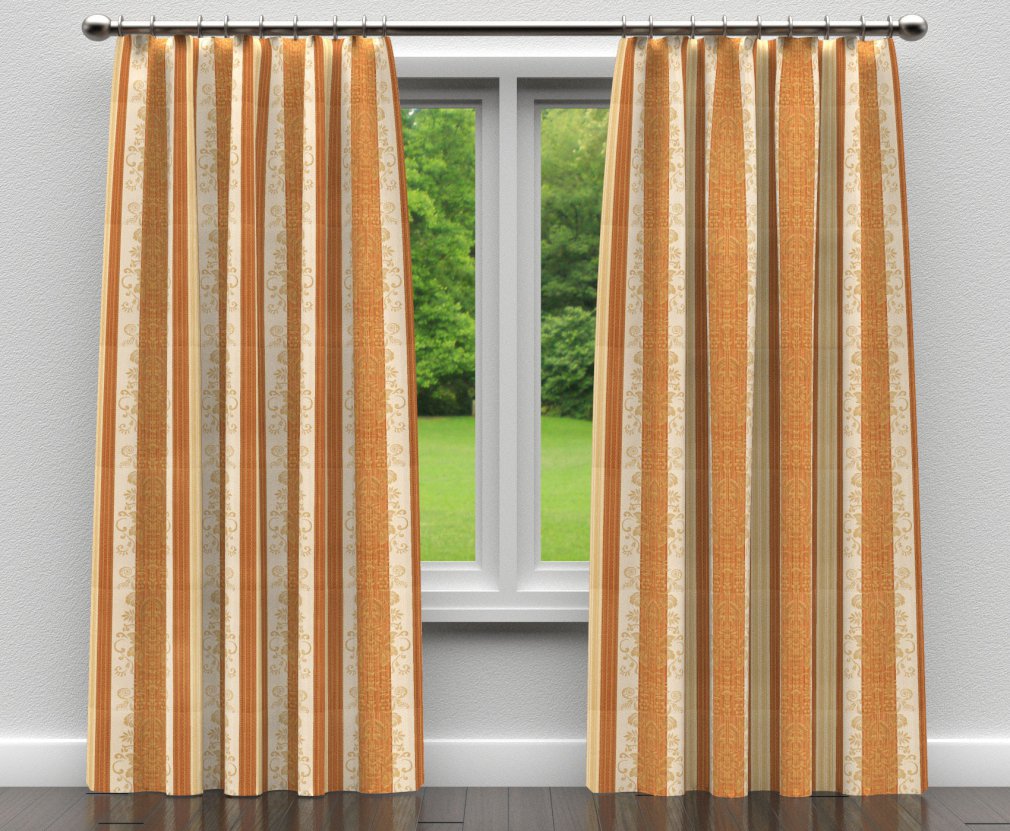 Amber Vintage - Orange &#x26; Rust Damask,Stripe Upholstery Fabric 54 Inches&#x22;