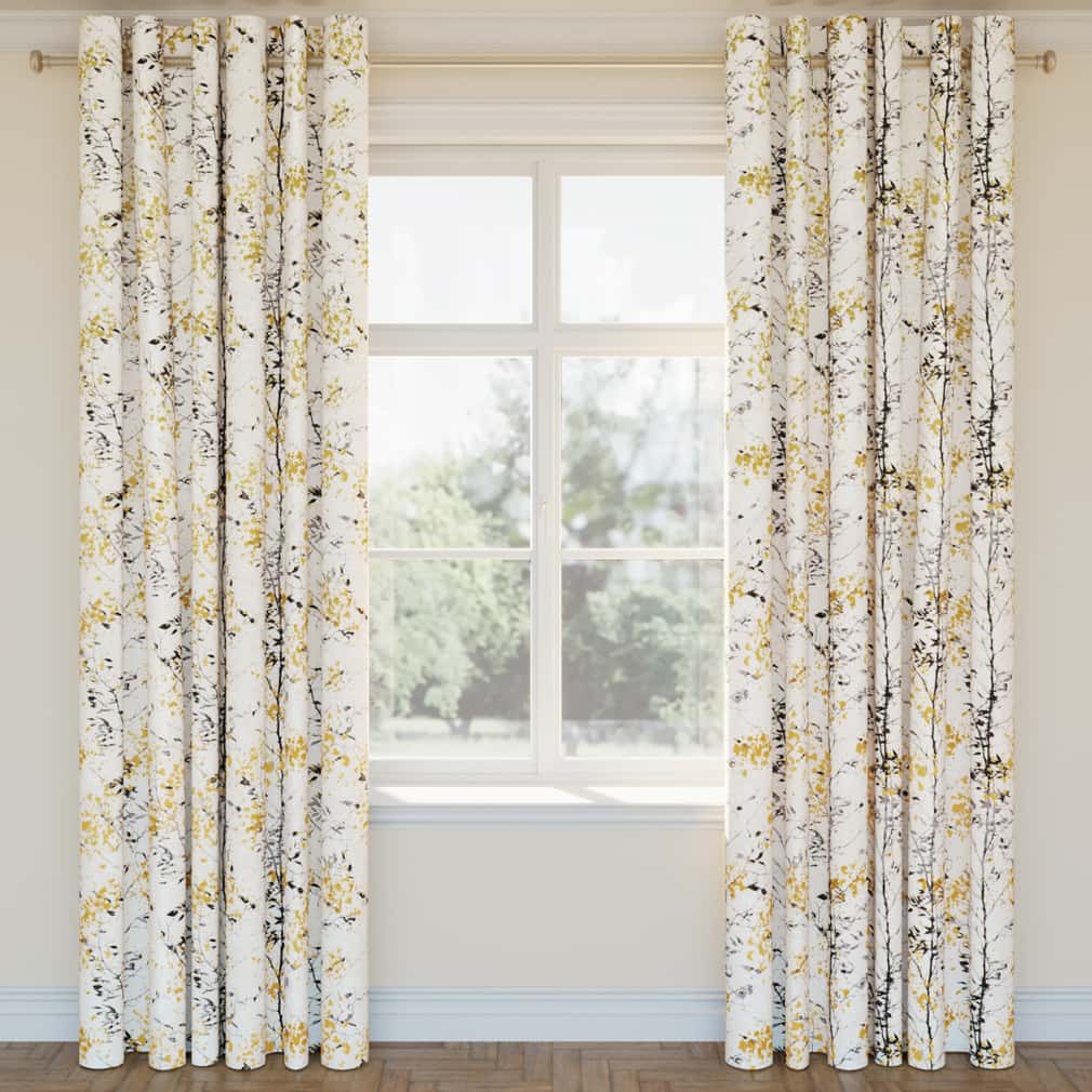 Tuscan Sun - Black,Gold & Yellow,Grey & Silver Abstract & Geometric,Leaves Upholstery Fabric 54 Inches"