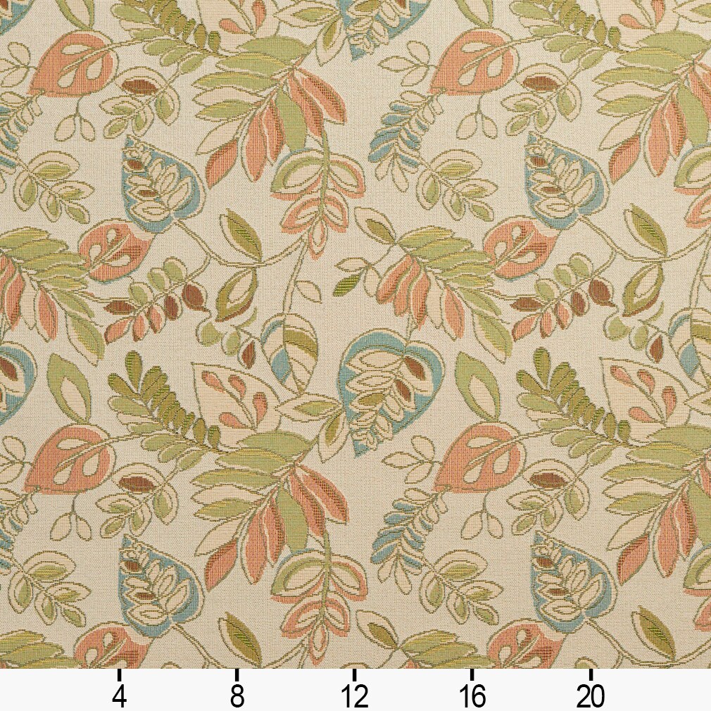 Upholstery Fabric - Coral & Peach,Green Leaves,Tropical & Botanical Upholstery Fabric 54 Inches"