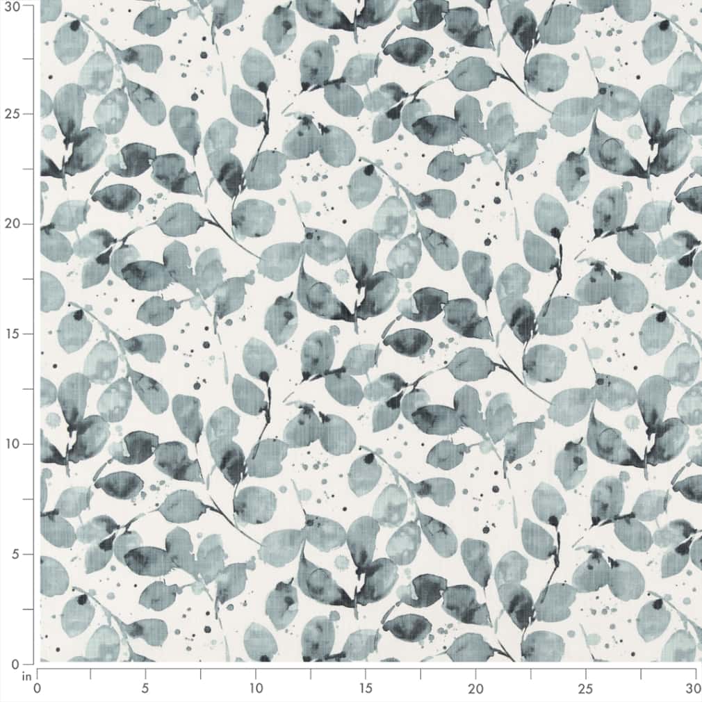 Upholstery Fabric - Aqua &#x26; Teal,Blue Leaves Upholstery Fabric 54 Inches&#x22;