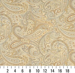 Spring - Aqua & Teal,Gold & Yellow Paisley Upholstery Fabric 54 Inches"