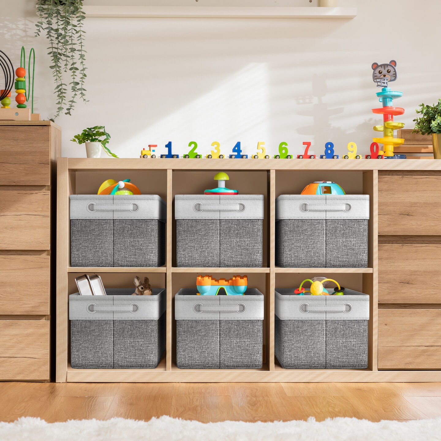 Sorbus Large Fabric Storage Bins for Shelves Set of 6 - 15 Inch Sturdy Collapsible Storage Bins with 2 Handles