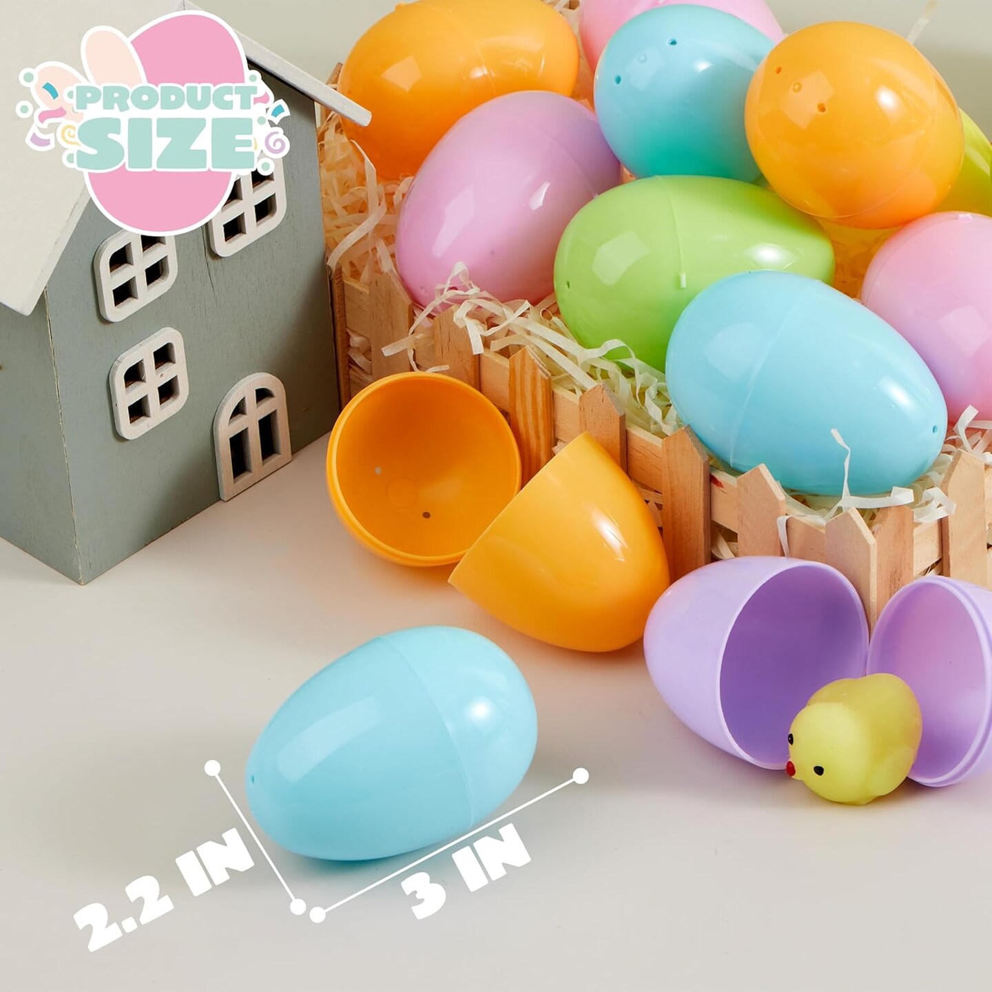 3.15" Pastel Easter Eggs, 200PCS Large Plastic Eggs, Empty Colorful Fillable Eggshells for Easter Hunt, Party Favor, Basket Stuffers Filler, Classroom Prize Supplies