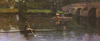 The Bridge at Grez by John Lavery Wall Art Décor 16 x 28 Art Print