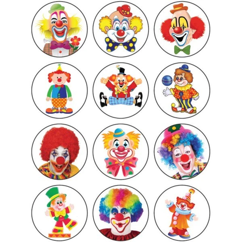 Clown Circle Stickers, 1", 10 Sheets – Fun Reward Stickers for Kids, Classroom, and Party Crafts