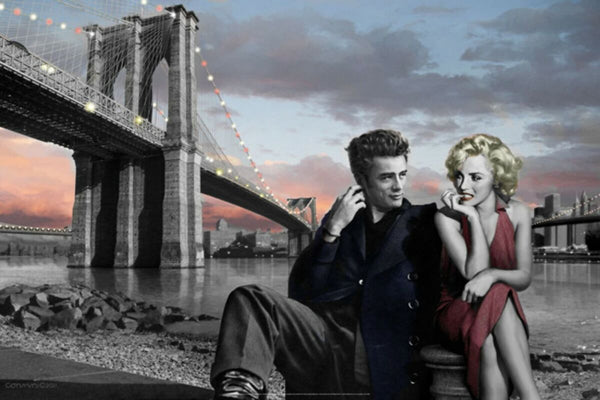 Marilyn Monroe &#x26; James Dean: Brooklyn Bridge by Chris Consani Wall Art D&#xE9;cor 24 x 36 Art Print