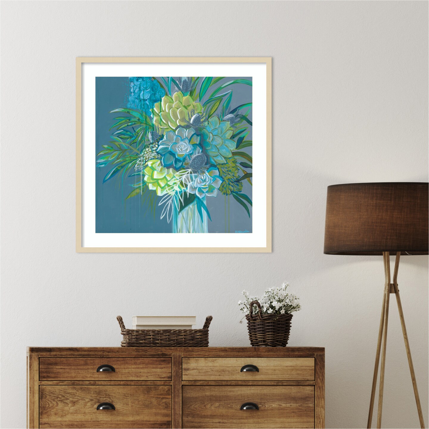 Cool Blues by Fab Funky Wood Framed Wall Art Print