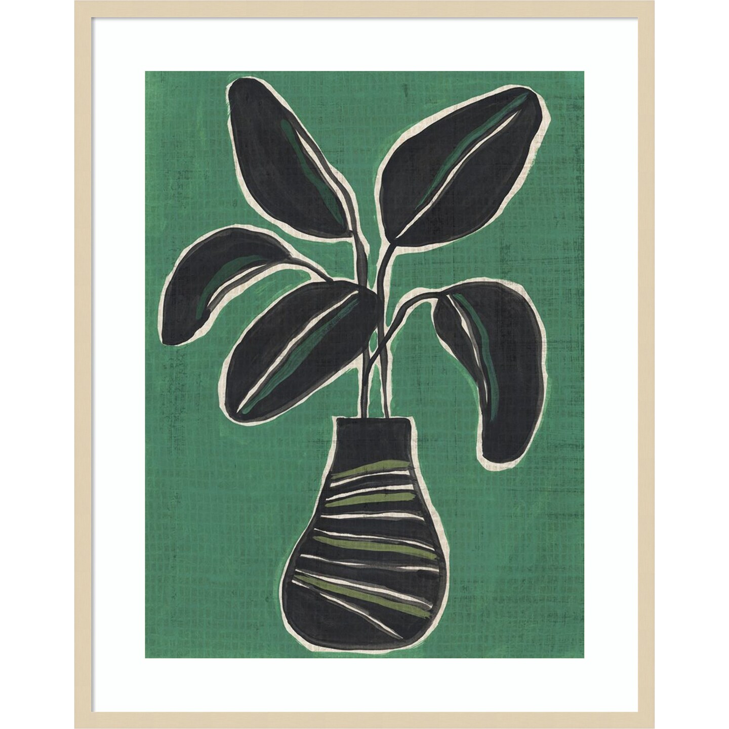 Jade Potted Palm I by June Erica Vess Wood Framed Wall Art Print