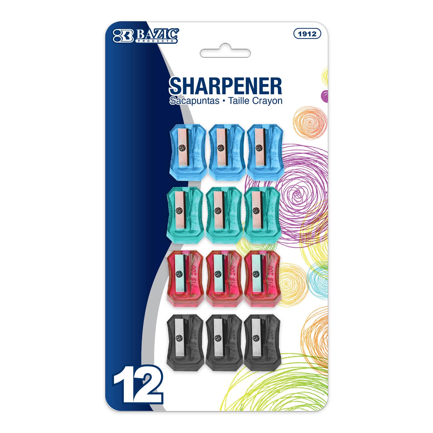 BAZIC Felix Square Transparent Pencil Sharpener (12/Pack)
