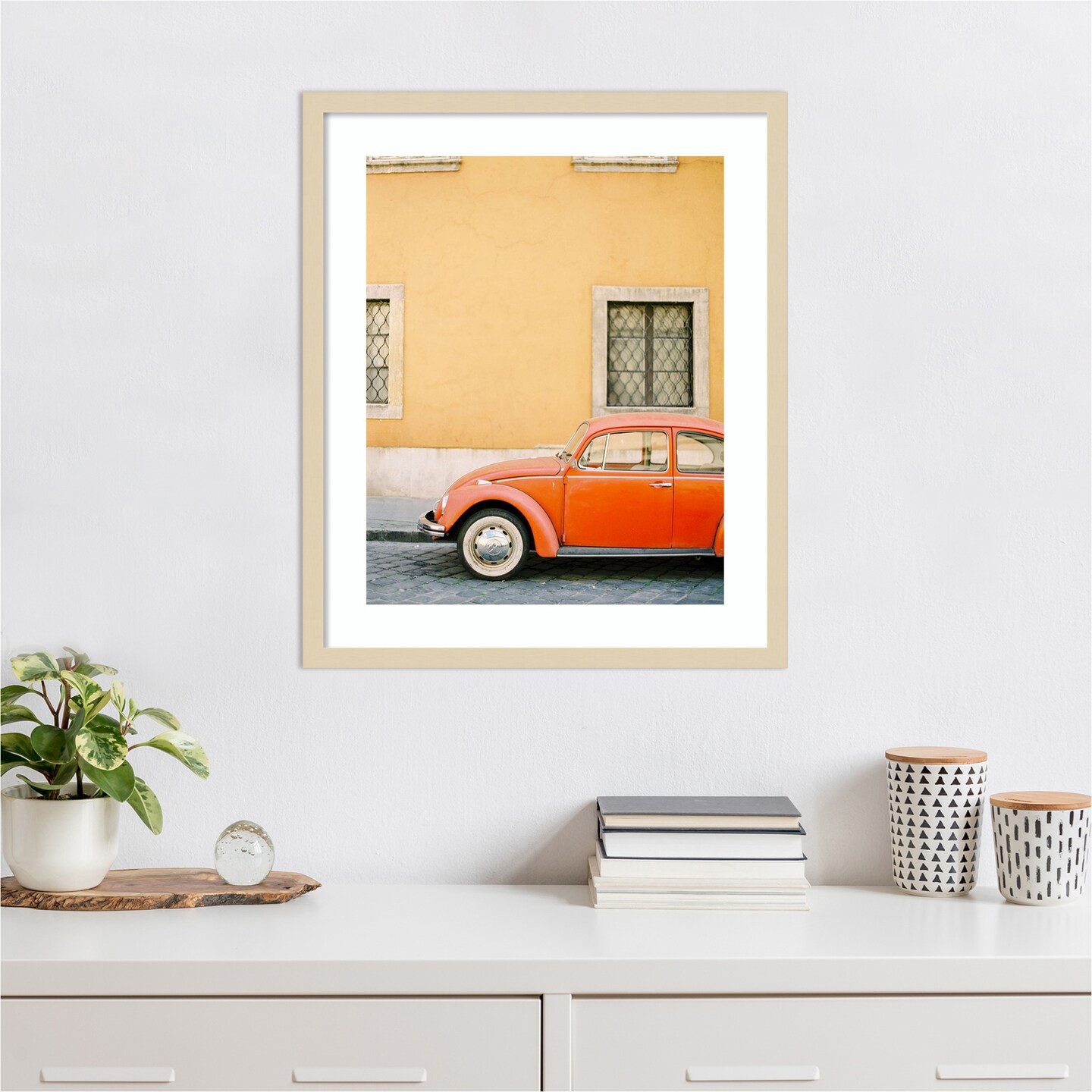 Orange Bug by Justine Milton Wood Framed Wall Art Print