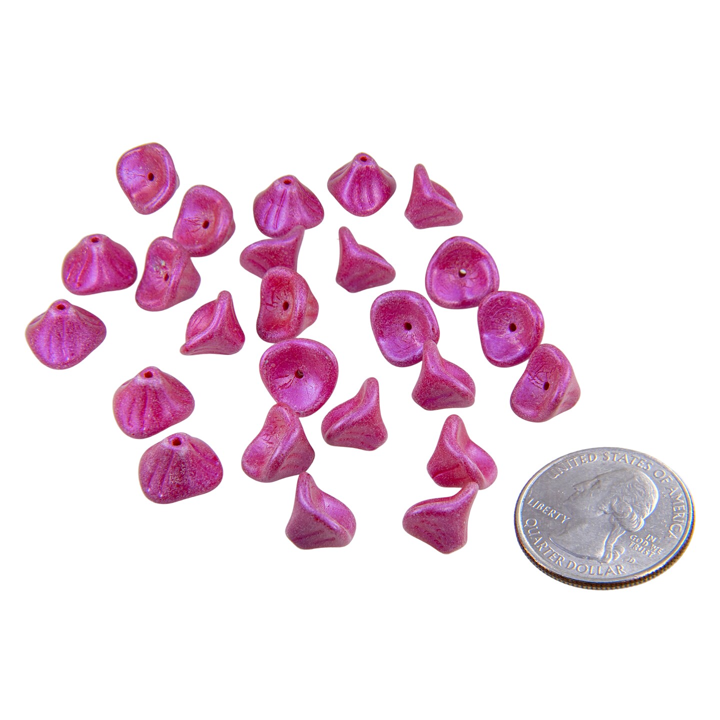 Three Petal Neon Pink Glass Flower Beads 12 x 10mm, Apx 25 beads GB-3PF08