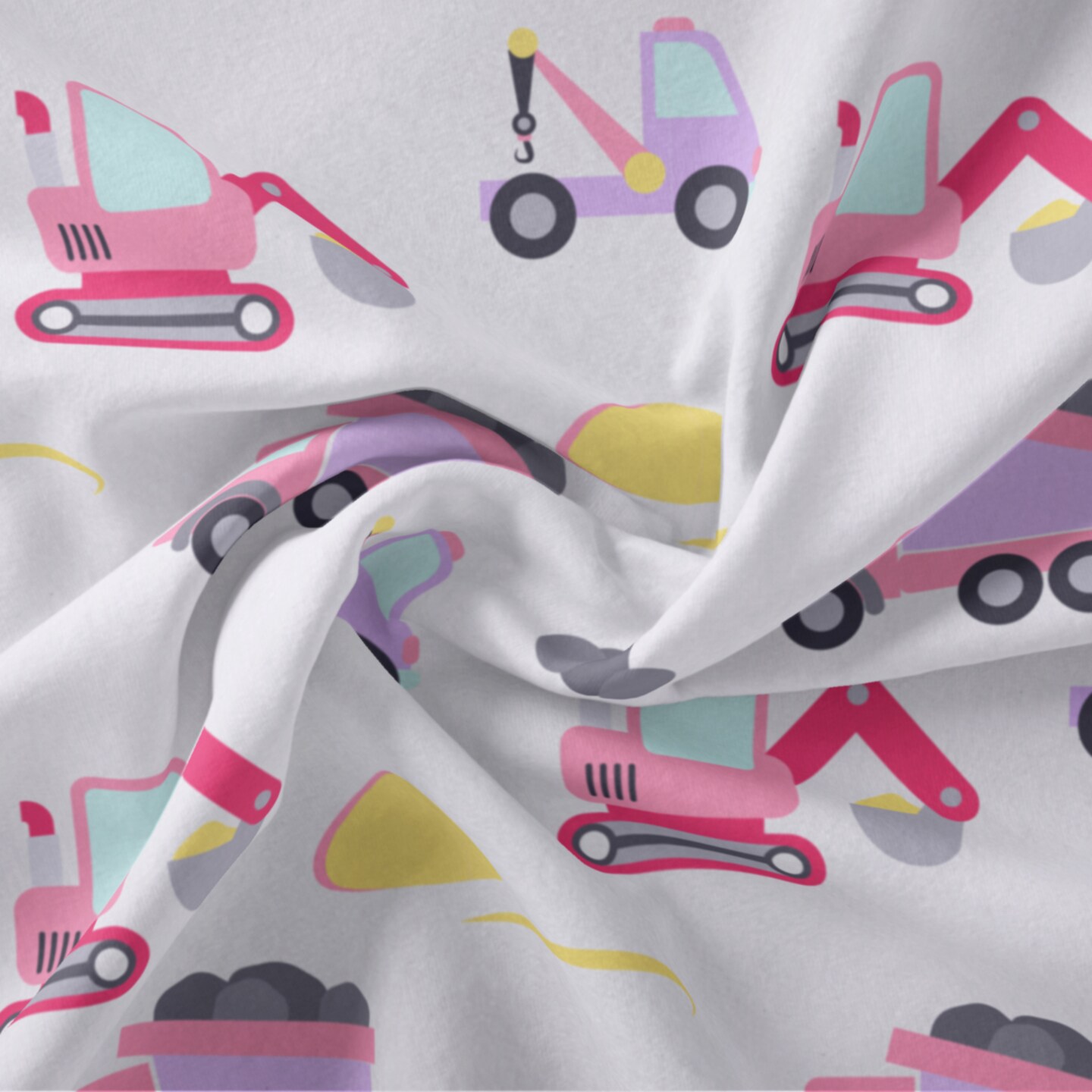 DAVID TEXTILES BABY CONSTRUCTION PINK FLANNEL 6 YD BOLT