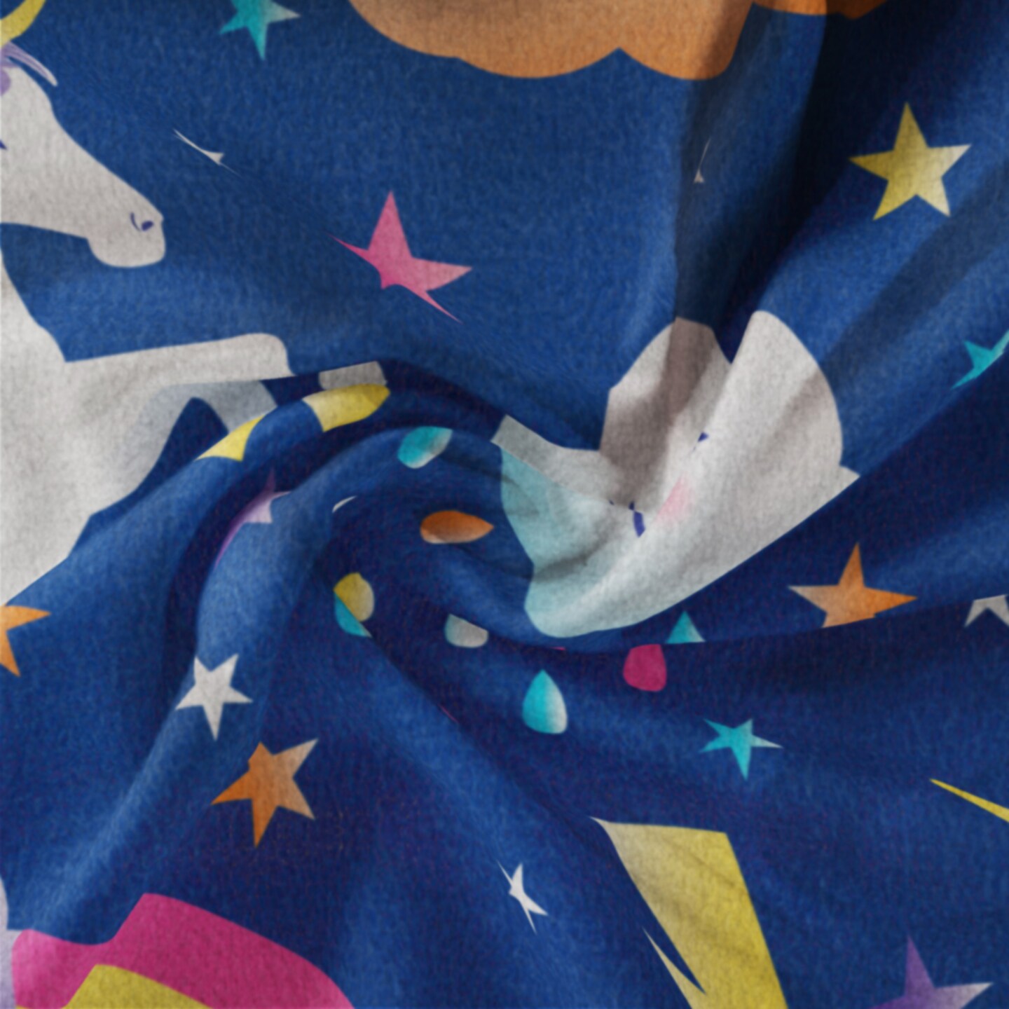 DAVID TEXTILES UNICORN DREAMS NAVY HEAVENLY PLUSH 1.5 YD CUT