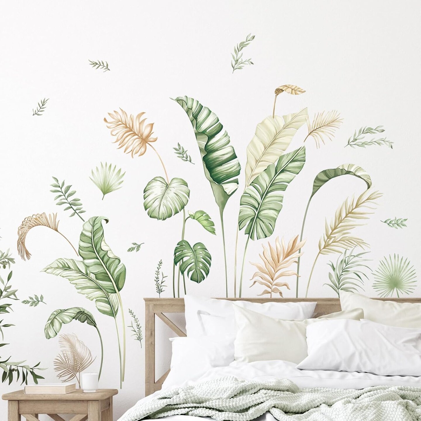 Boho Palm Leaves Wall Decals Green Tropical Plants Wall Stickers