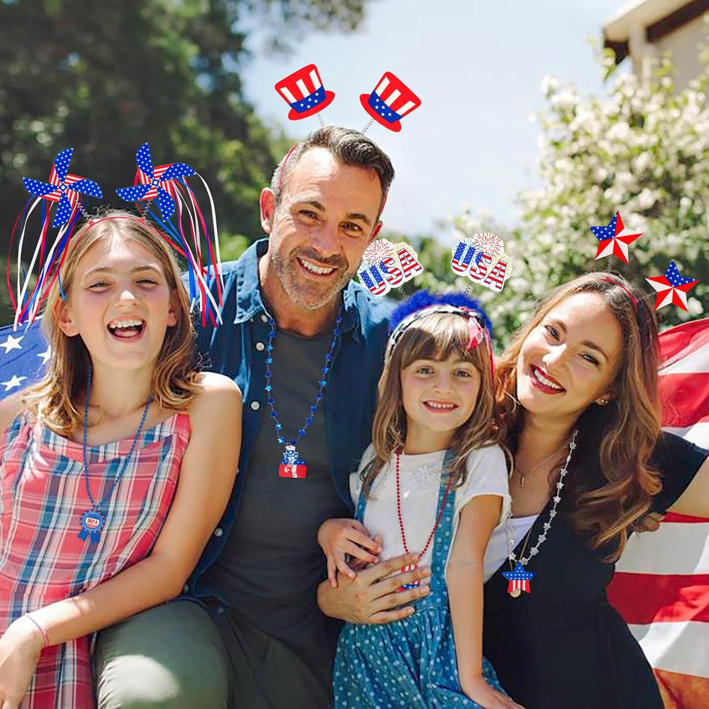24PCS Patriotic Head Boppers Headband - Star Uncle Sam Hat Balloons
