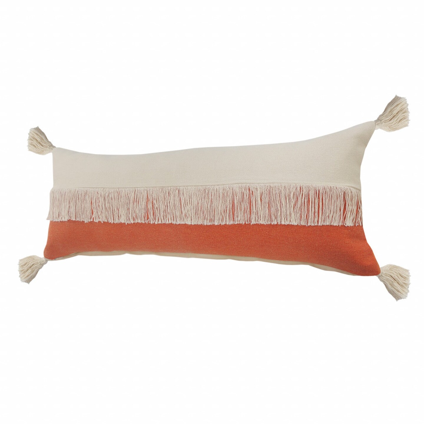 Edge Collections - 14" x 36" - Orange - Decorative Zippered Throw Pillow for Sofa and Chair - 1 Piece