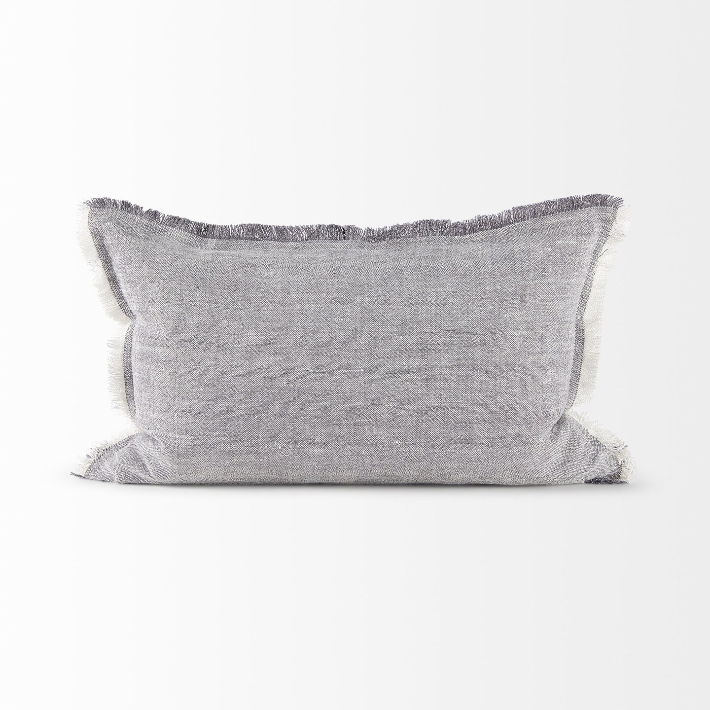 Edge Collections - 13 H x 21 W x 1 D - Gray - Fringed Lumbar Pillow Cover for Comfortable Support - 1 Piece