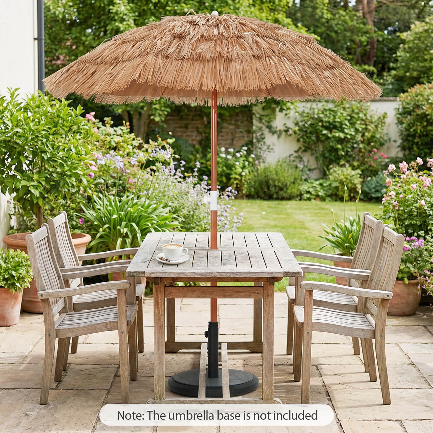 Costway Patio 6FT Tropical Thatched Tiki Beach Umbrella Portable Outdoor Market Tilt