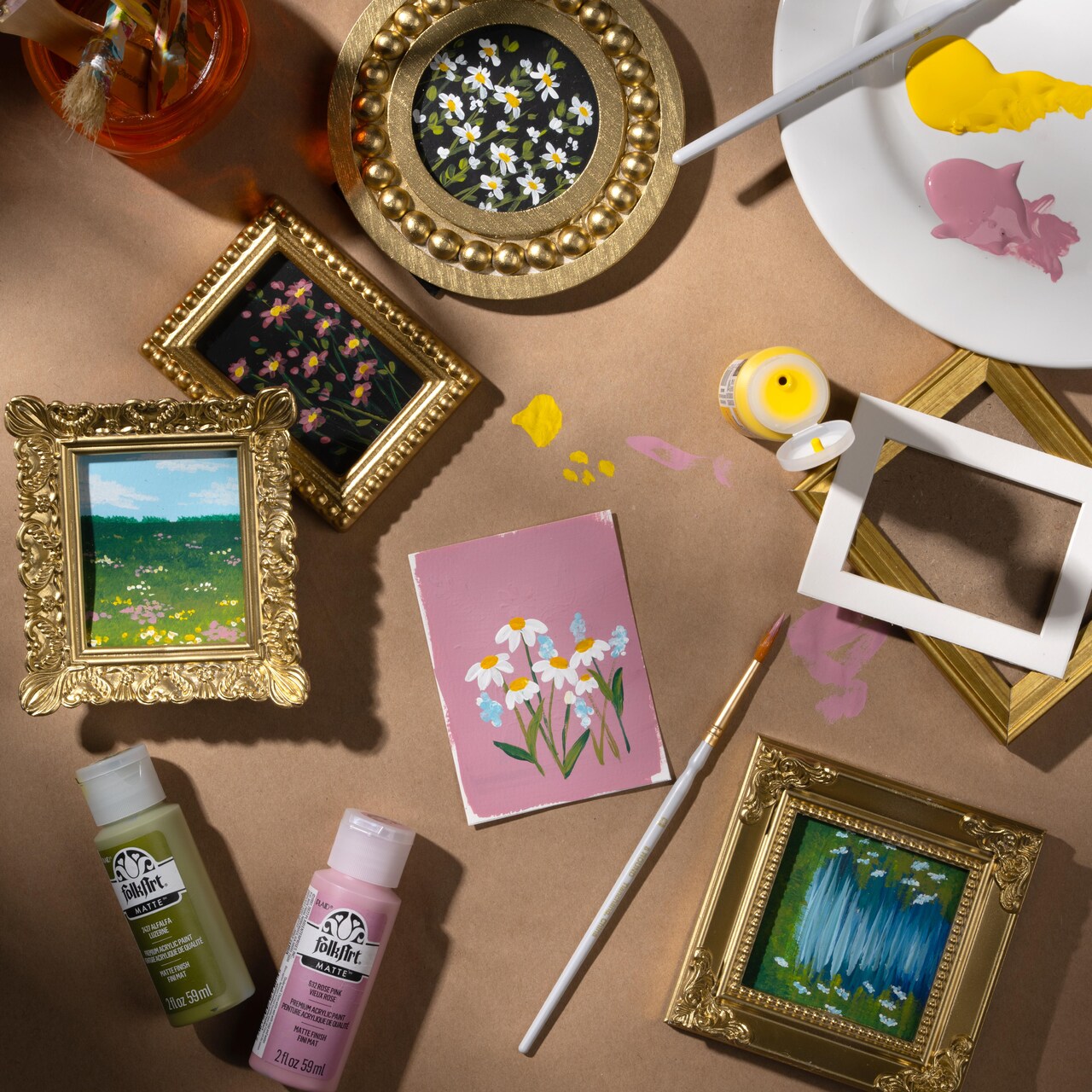 Vintage Inspired Miniature Paintings with FolkArt